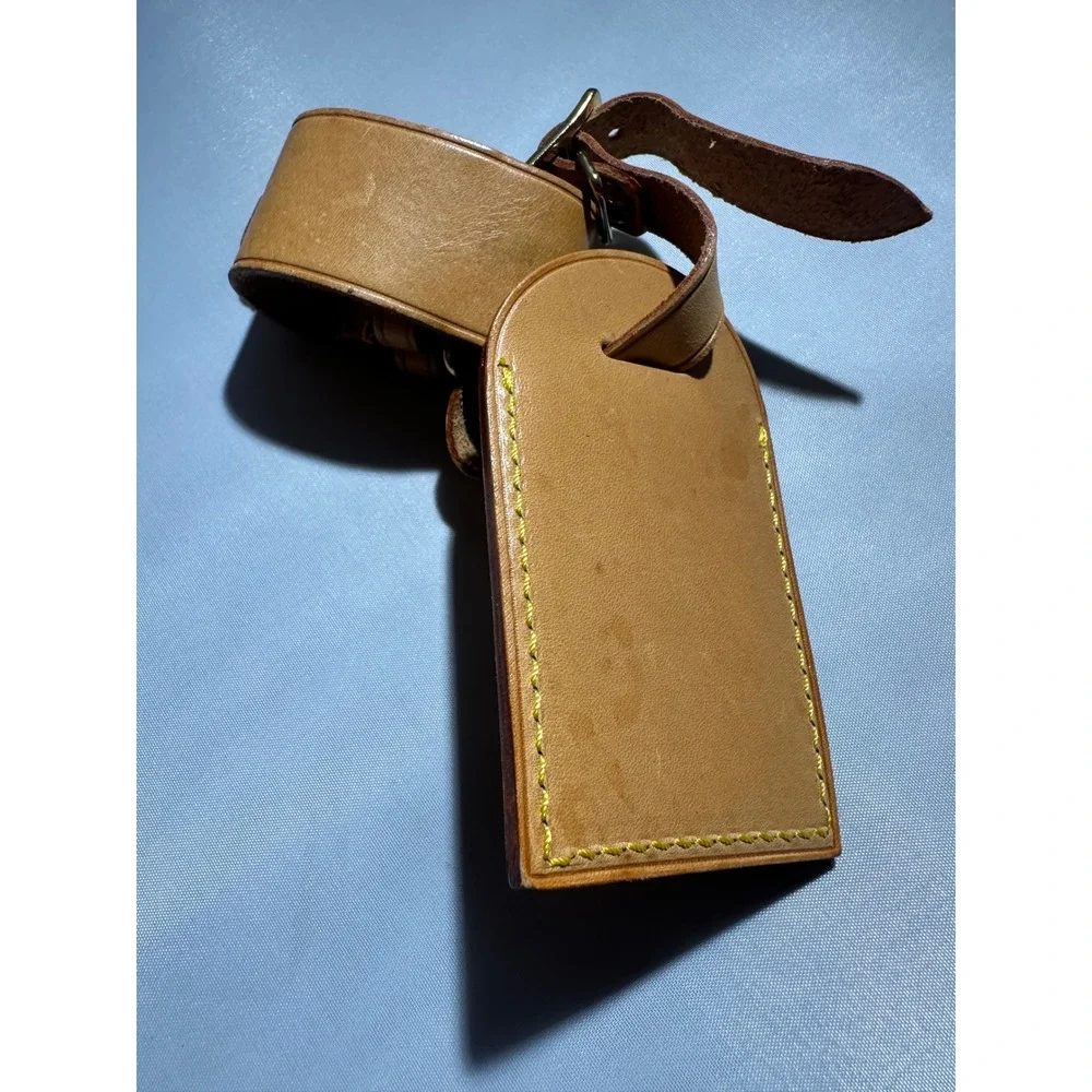Louis Vuitton Vachetta Leather Luggage Tag and Handle Binder Set Made in France